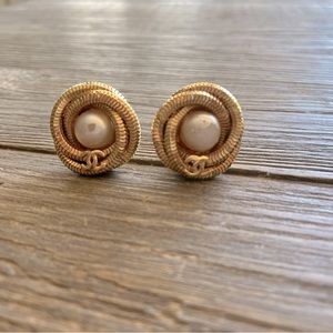 Vintage Chanel Gold and Faux Pearl Earrings